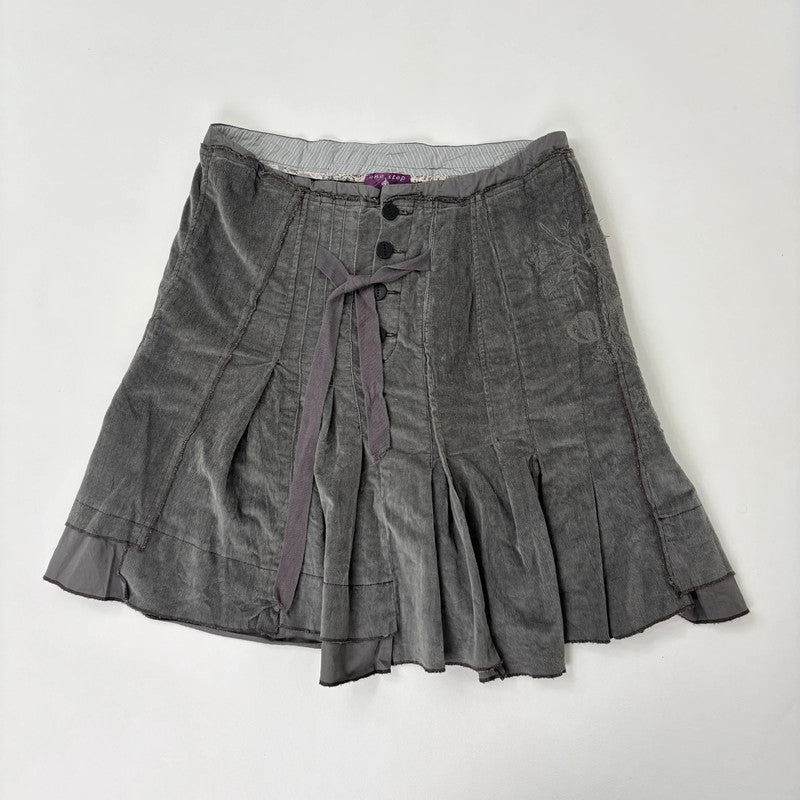 khaki pleated flared utility skirt