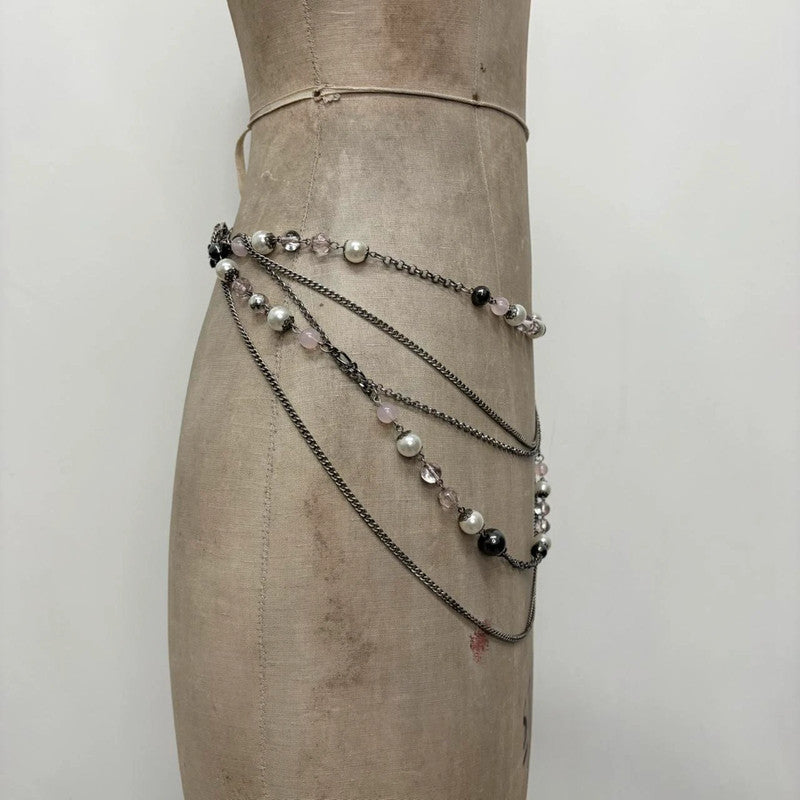 silver metal layered necklace