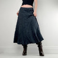 navy linen pinstripe maxi skirt