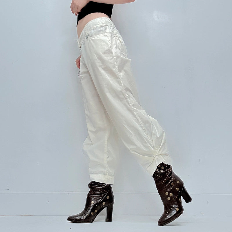 white low rise cop copine trousers