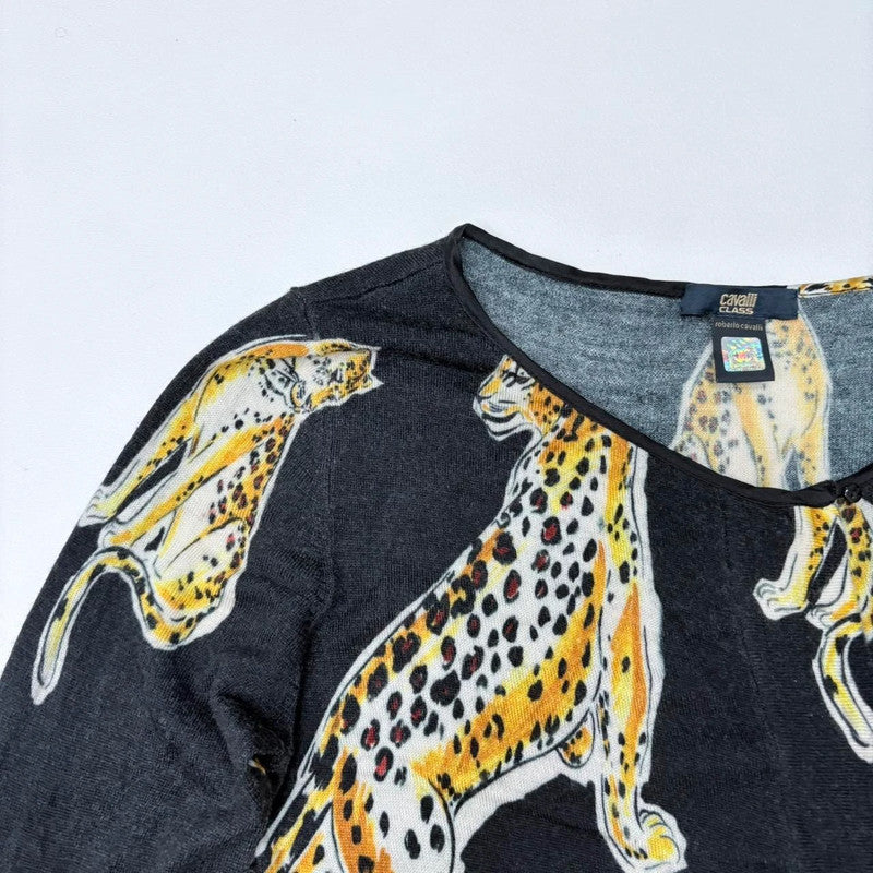 Roberto Cavalli knitted leopard print cardigan