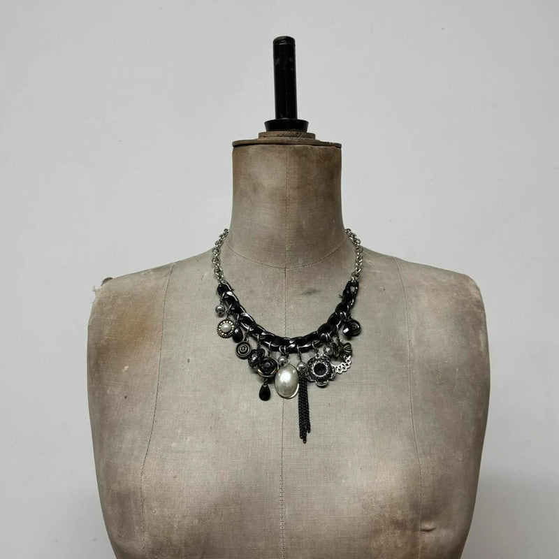 layered chain gothic charm necklace