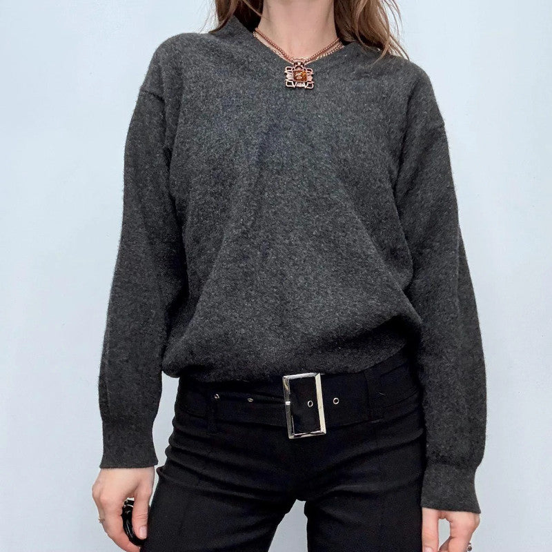 grey slouchy wool knitted jumper
