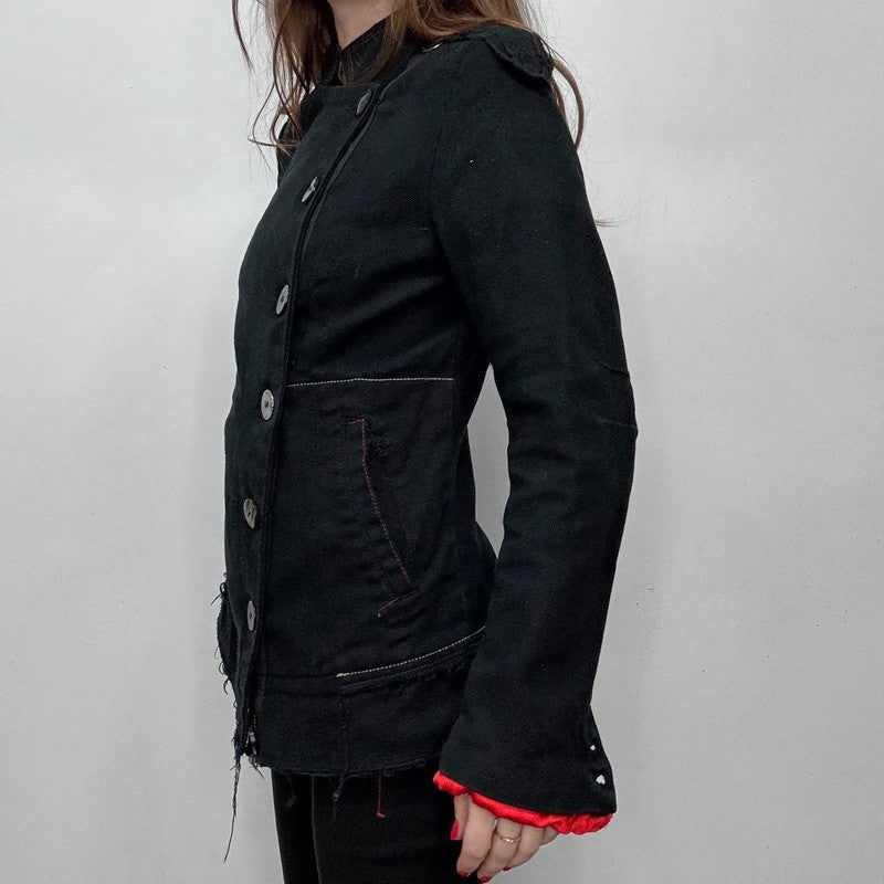 asymmetric archival button grunge blazer