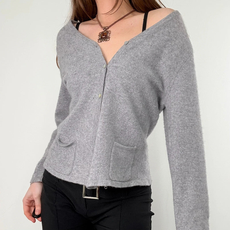 slouchy grey cashmere cardigan