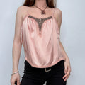 pink silk floaty studded bead neck vest