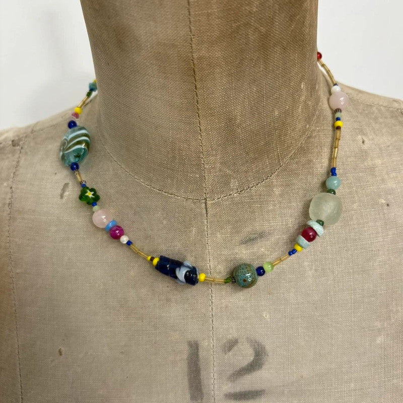chunky beaded colourful necklace