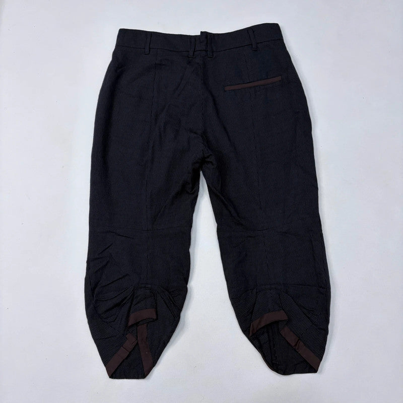 black gathered pleated trousers