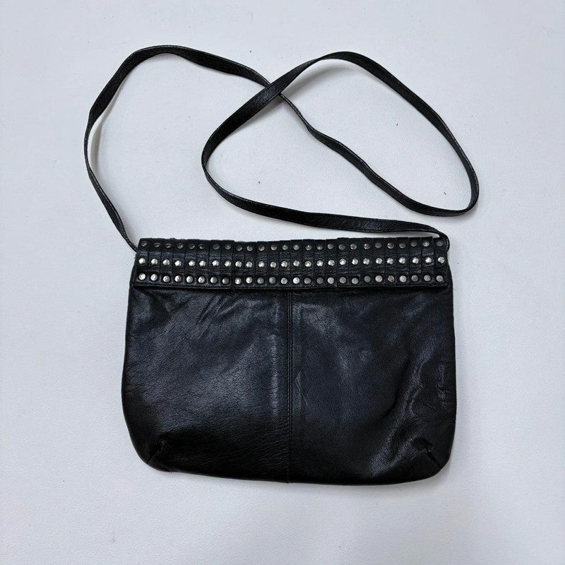 black leather studded grunge bag