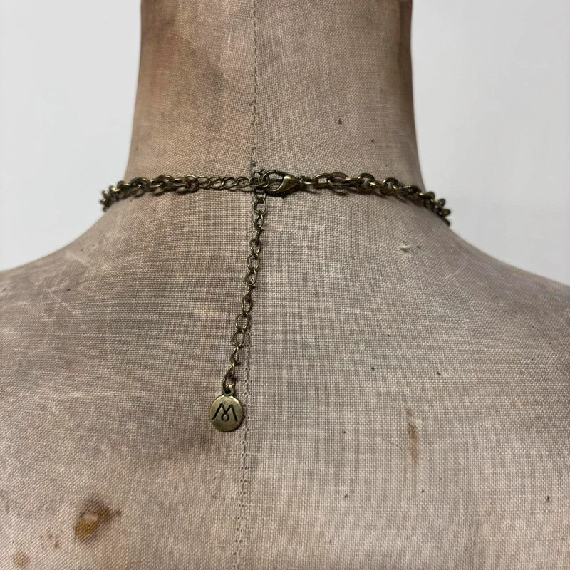 silver hammered abstract necklace