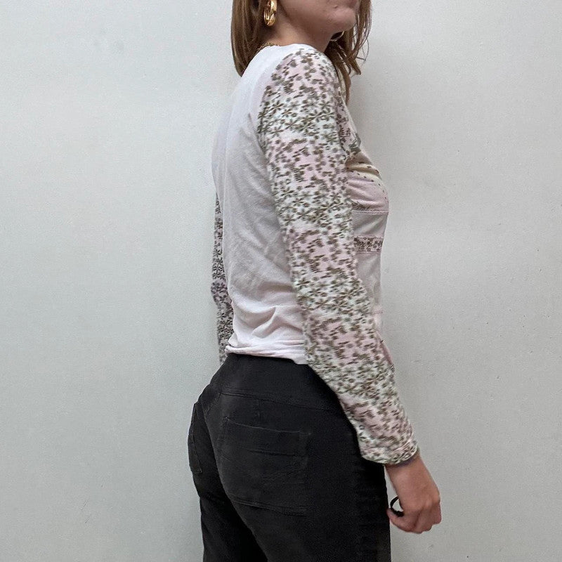 sheer mesh patterned y2k top