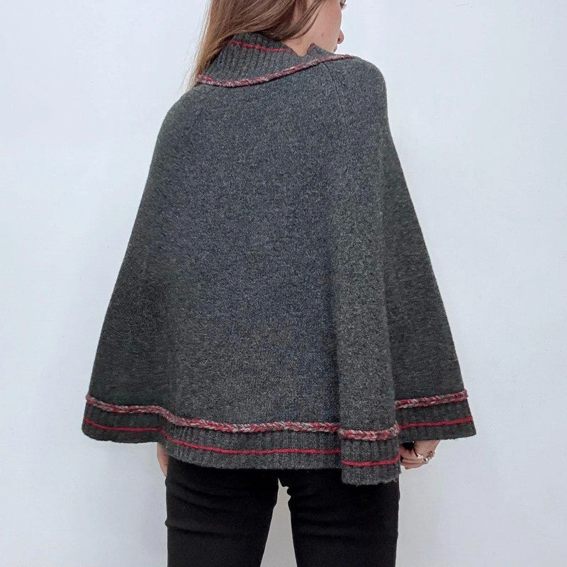 grey flared wool cape drape