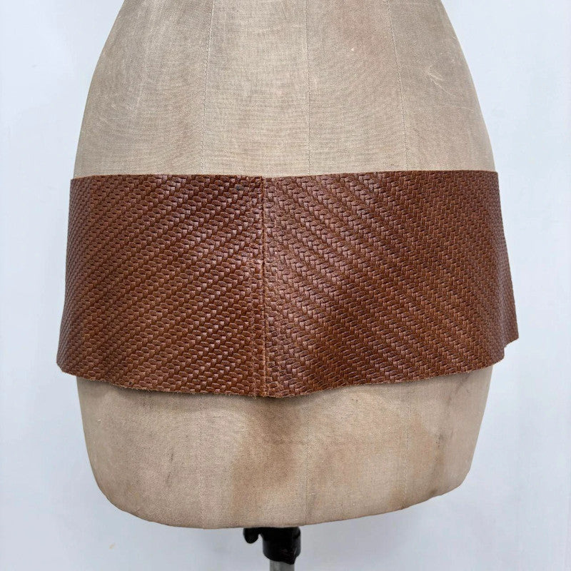brown woven leather save the queen belt