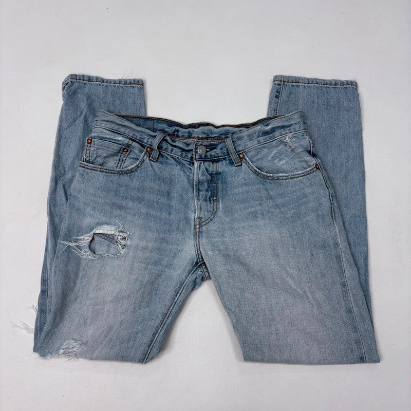 distressed light wash straight leg Levis