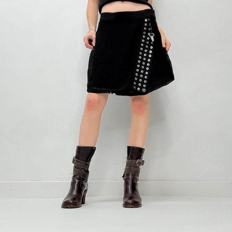 black diesel studded eyelet skirt