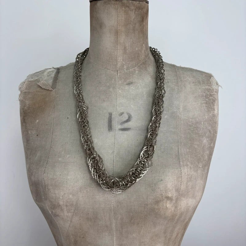 Chunky metal layered chain necklace