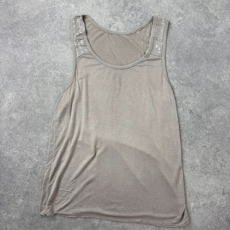 beige slouchy square neck vest top