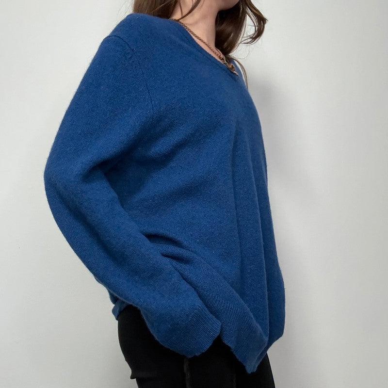 oversized blue wool knitted jumper