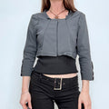 grey fitted cropped utility jacket