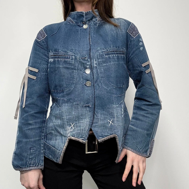 Marithé + François Girbaud distressed denim engineered jacket