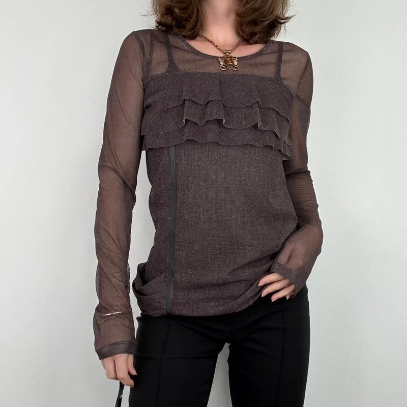 Brown Cop Copine long sleeve layered top