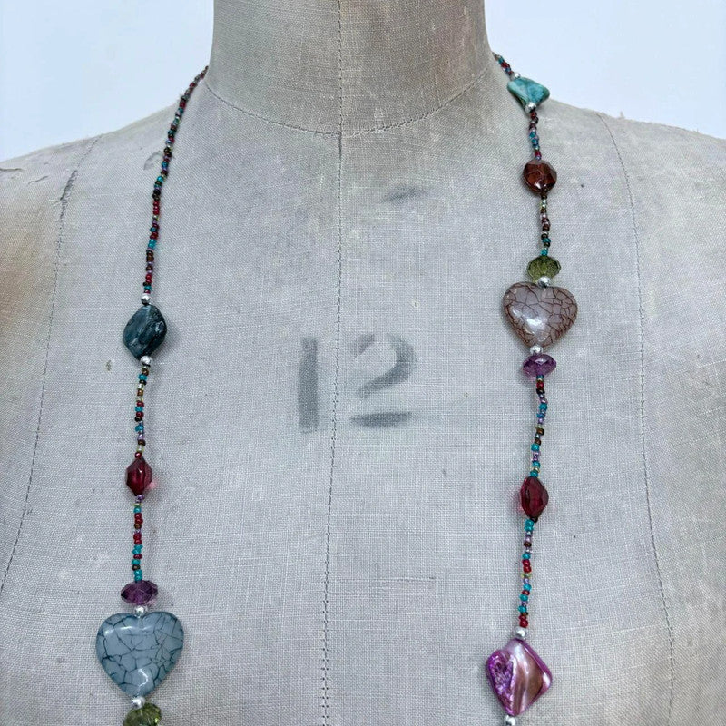 long beaded gemstone necklace