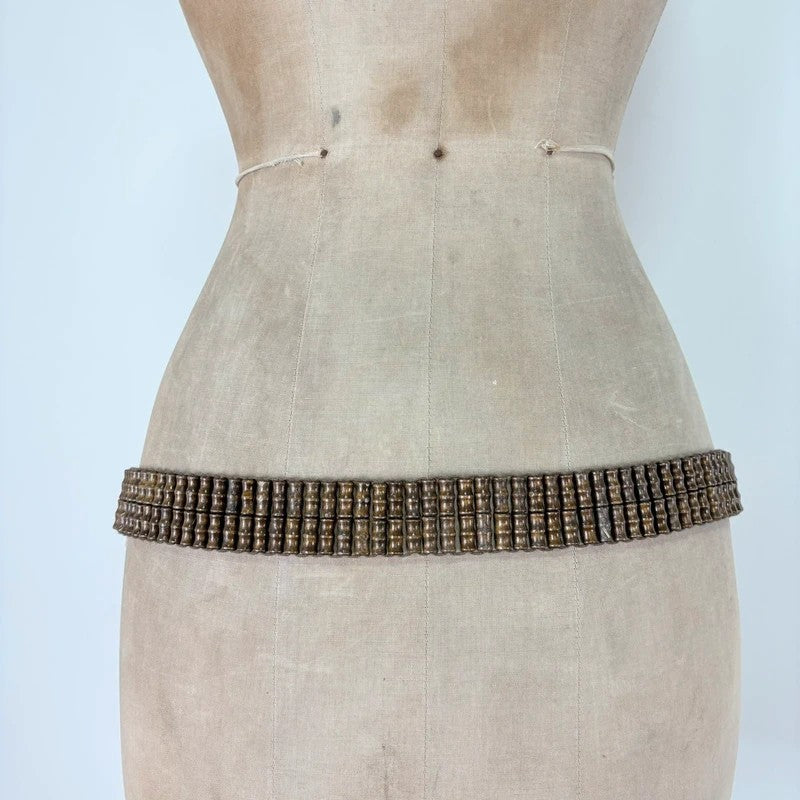 Brown beaded tie up belt