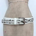 white leather studded belt
