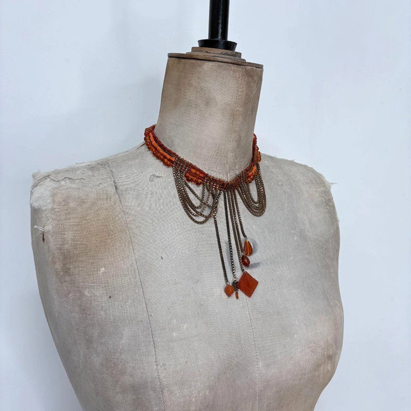 boho draped chain fairy gemstone necklace