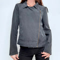 distressed black draped asymmetric jacket