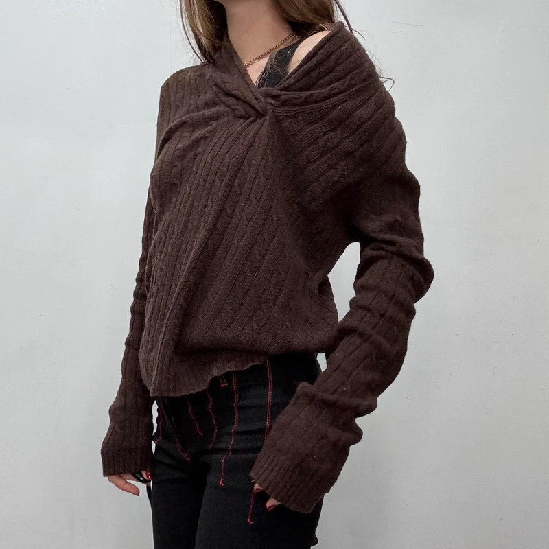 slouchy brown knit jumper