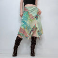 green graphic boho printed skirt
