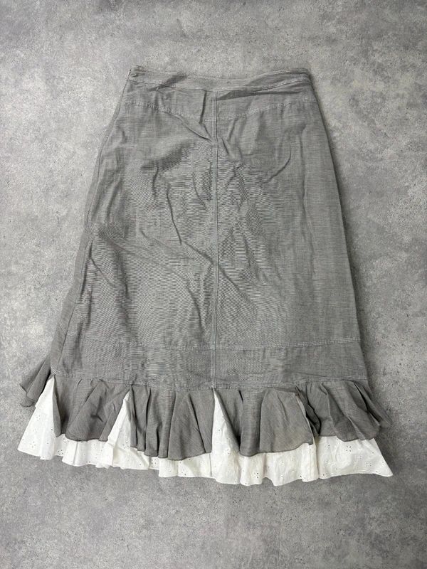 Pleated flared layered ruffle maxi skirt
