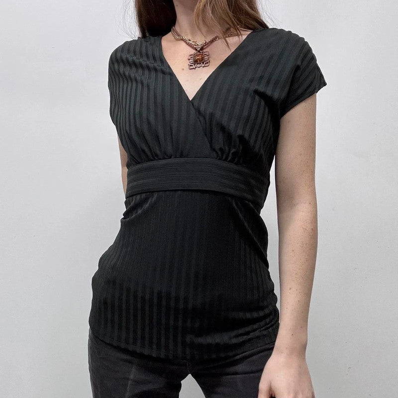 black ribbed pinstripe shirt