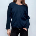 navy wool knitted slouchy jumper