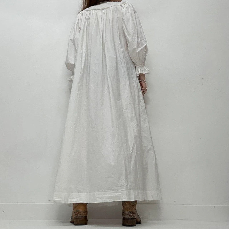 white lace embroidered nightie dress