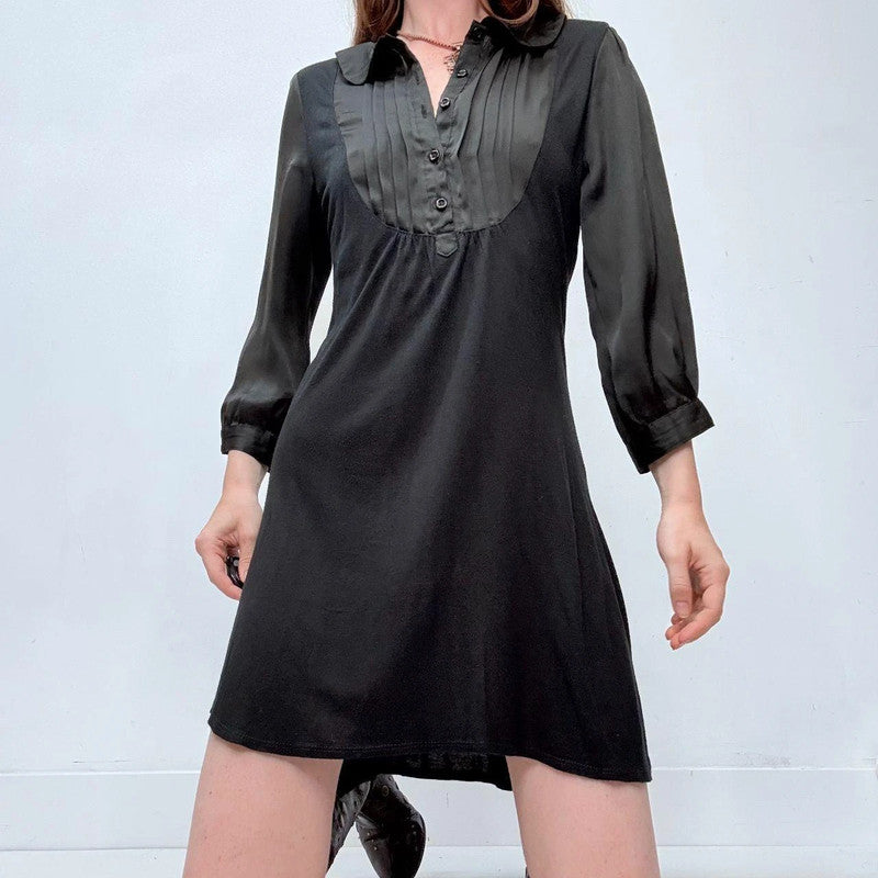 preppy black coquette shirt mini dress