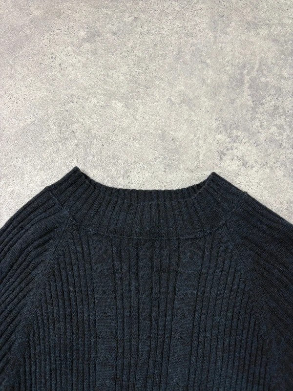 Marithé + François Girbaud navy wool knitted puff dress