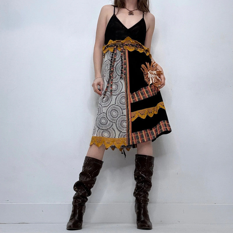 Save the Queen crochet black tartan midi dress