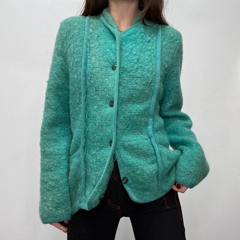 green slouchy wool cardigan