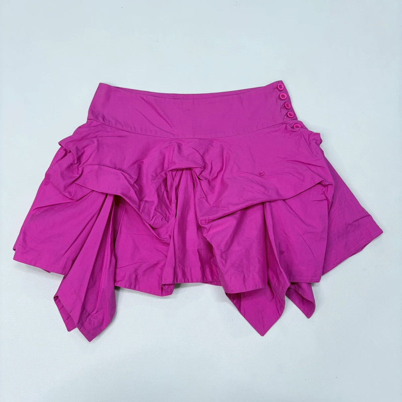 allsaints pink gathered puff mini skirt
