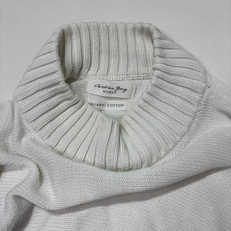white batwing slouchy cotton knitted jumper