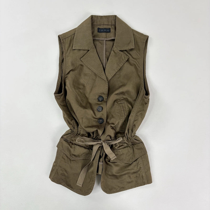 Khaki utility flared military waistcoat