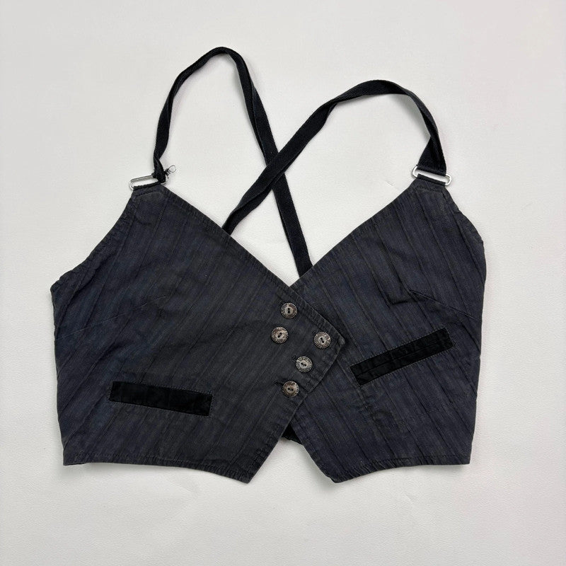 grey pinstripe asymmetric waistcoat
