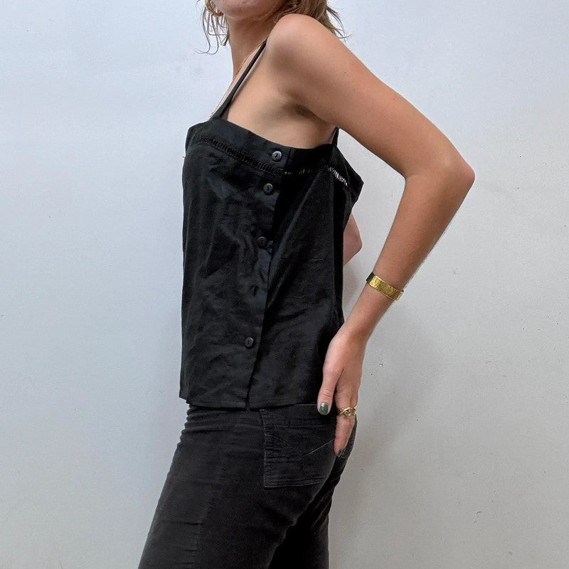 Vintage black linen vest