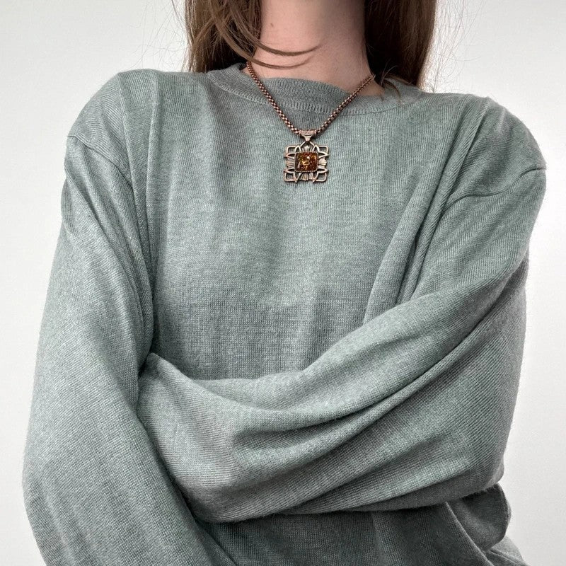 grey fine knit wool blend boxy batwing sweater knit