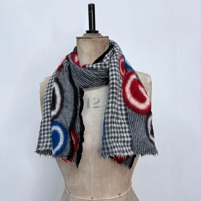 striped patterned wool scarf