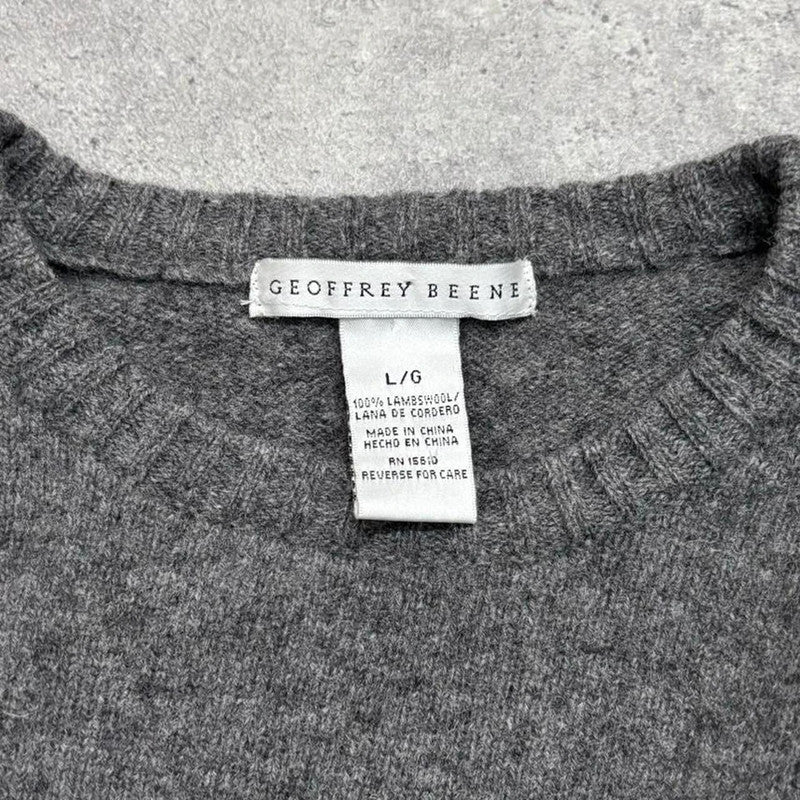 wool knitted grey argyle v-neck jumper