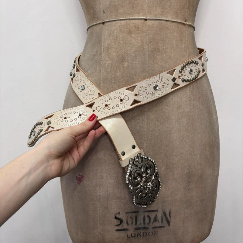 leather studded distressed belt