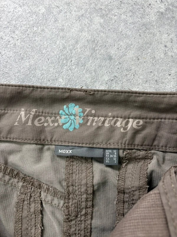 Khaki cotton cargo canvas a-line midi skirt